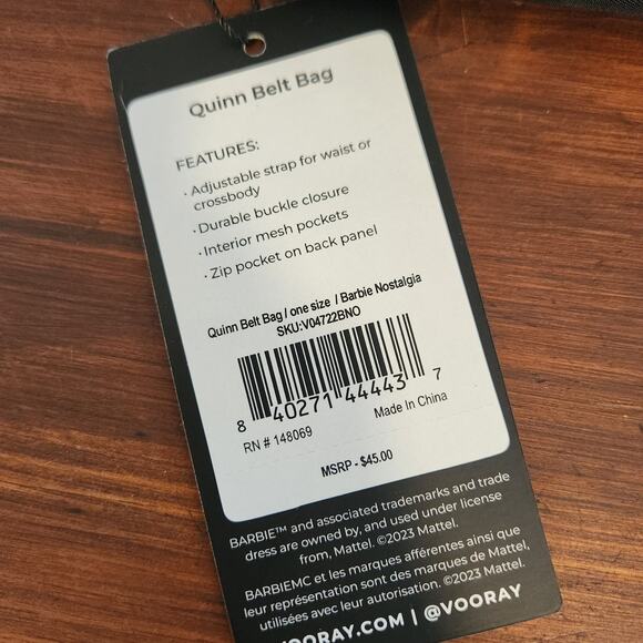 Barbie‎ Quinn Belt Bag Crossbody Black/White and Hot Pink - Picture 2 of 3